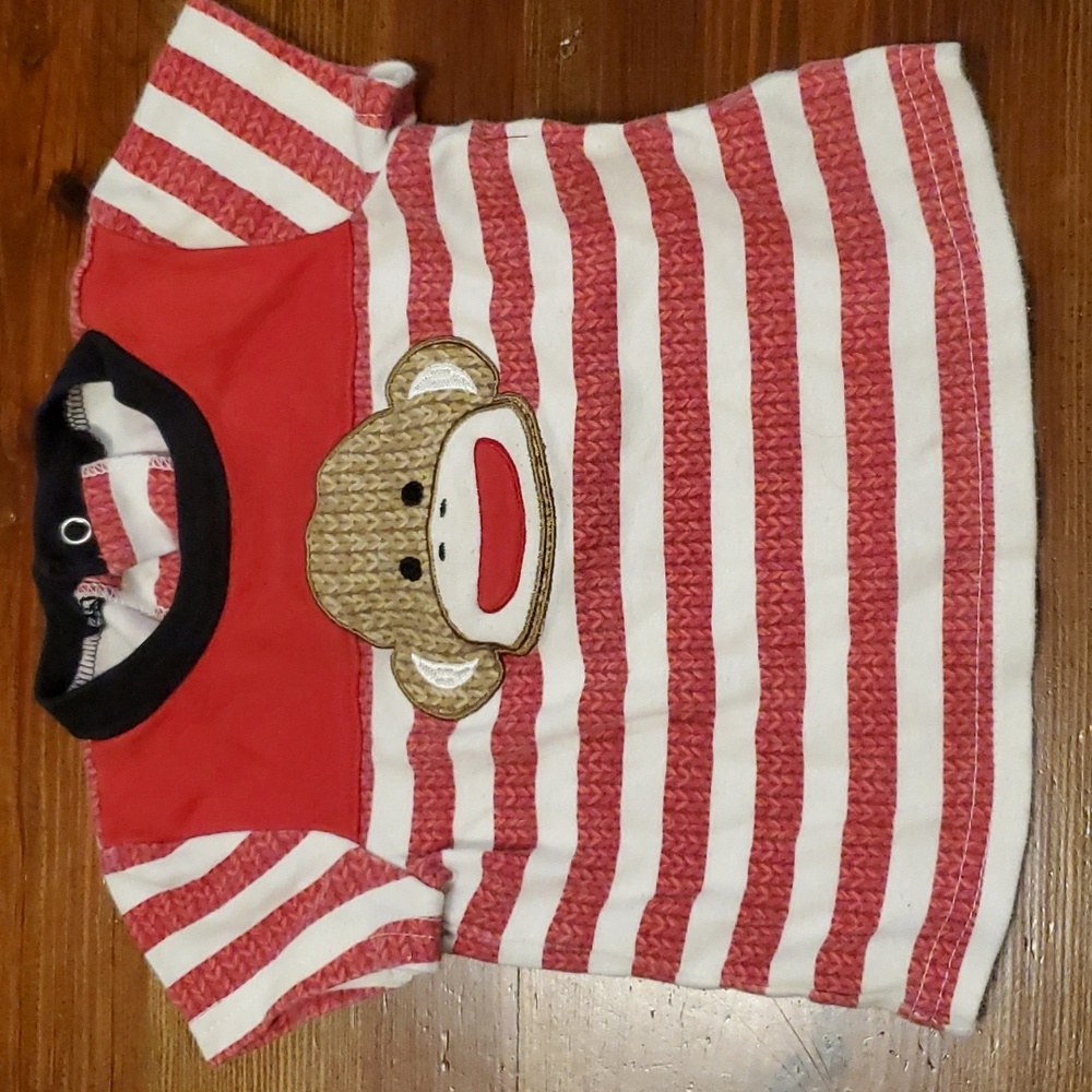 5/$20 9mos Baby Starters red and white monkey shirt